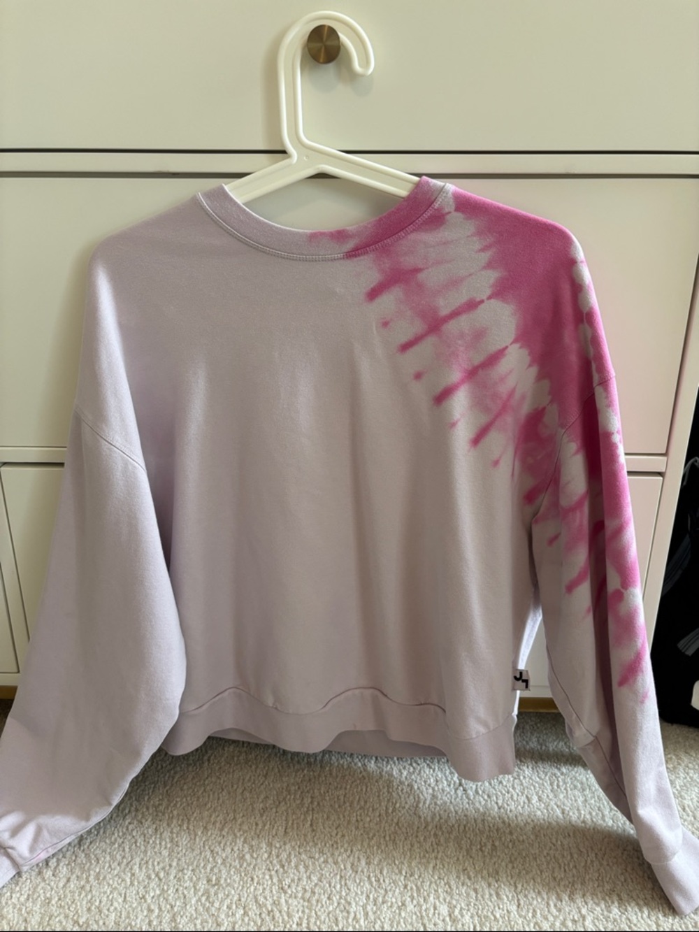 JoyLab Lavender Crewneck with Pink Tie-Dye Accent